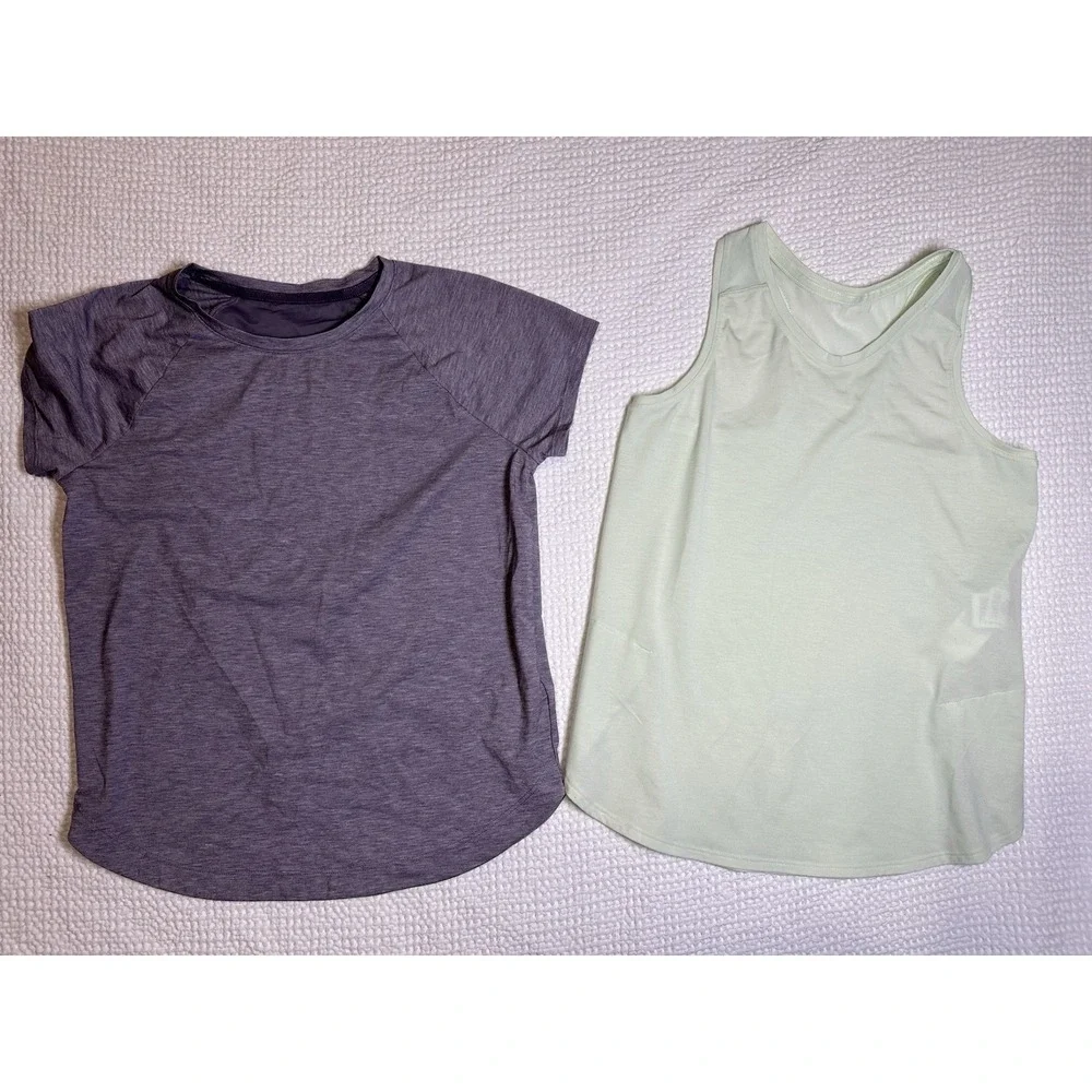 Athleta Girl XL 14 Active Top Bundle Comeback Tee Tank Gray Green Athletic Lot